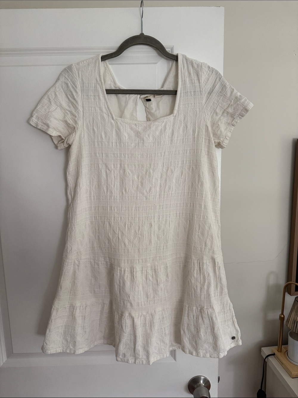 Roxy Cream Short Sleeve Square Neck Tunic